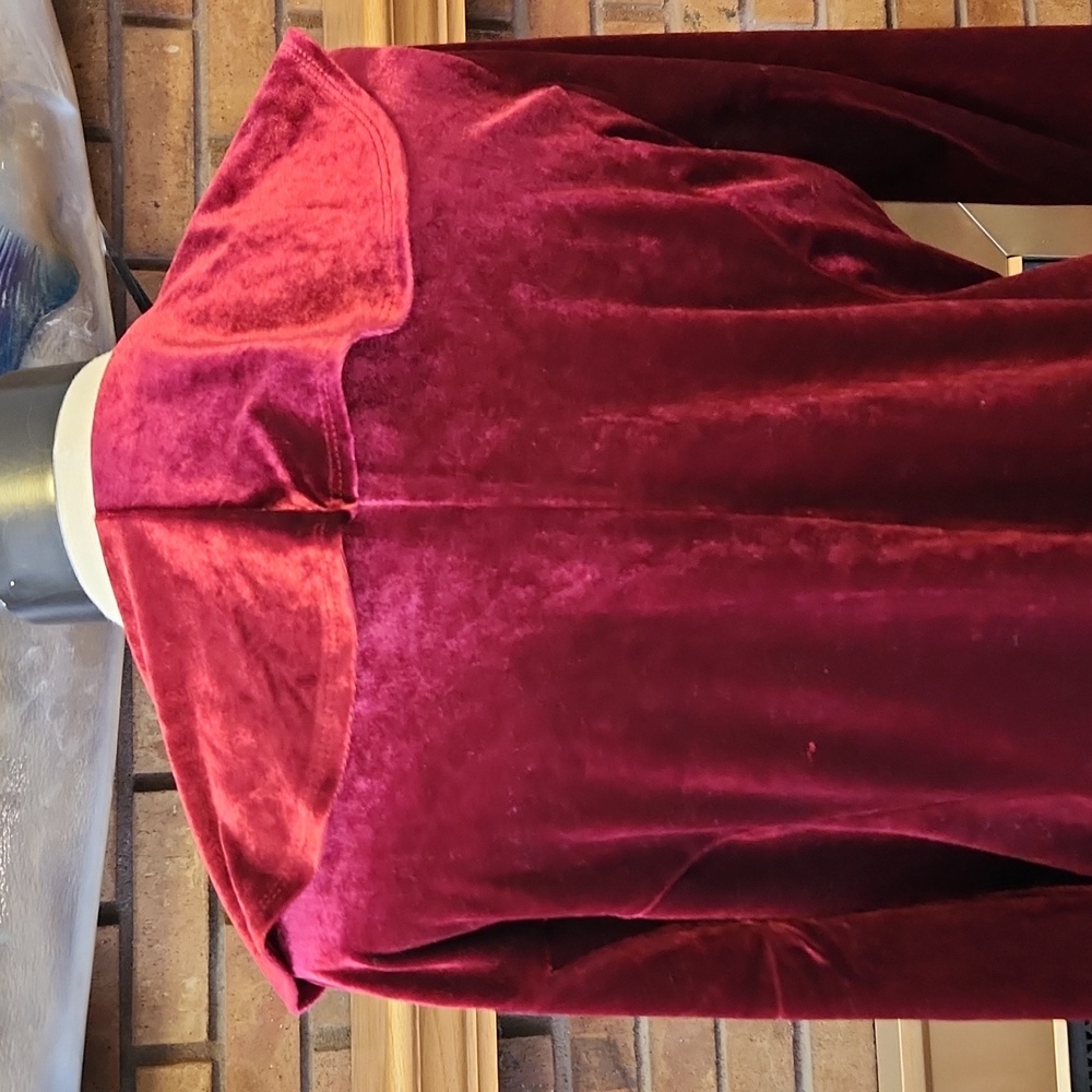 Whimsy Castlecore Maroon Velvet Ruffled Jacket Size Large On Trend Fairy Witchy - Picture 6 of 11